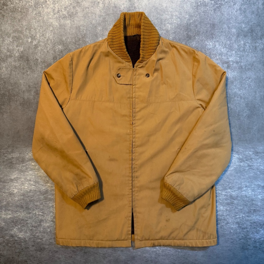 Vtg 50s‎ Spiegel Budget Power Canvas Work Jacket Distressed EMAR Zip READ FLAW